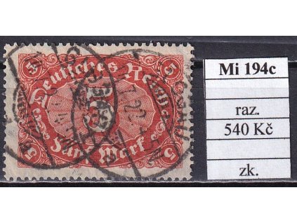 Deutsches Reich Mi 194 c razítkované zkoušené