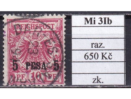 Deutsch - Ostafrika Mi 3 I b razítkované zkoušené