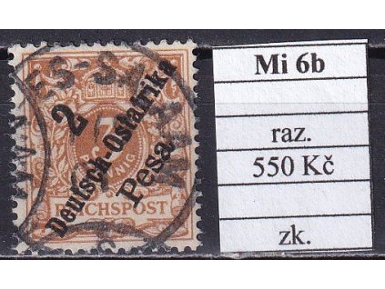 Deutsch - Ostafrika Mi 6 b razítkované zkoušené