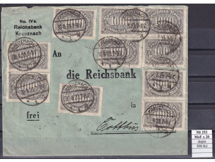 Deutsches Reich Mi 252x20 MeF dopis