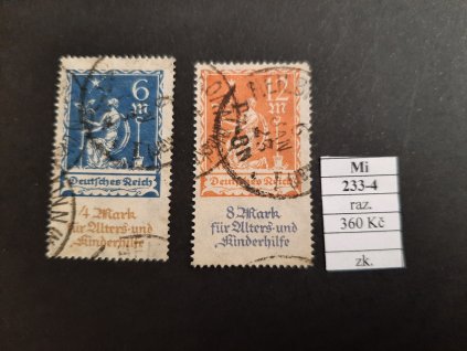 Deutsches Reich Mi 233-4 razítkované zkoušené
