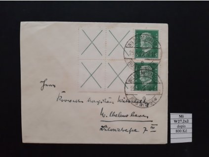 Deutsches Reich Mi W 27.2x2 dopis