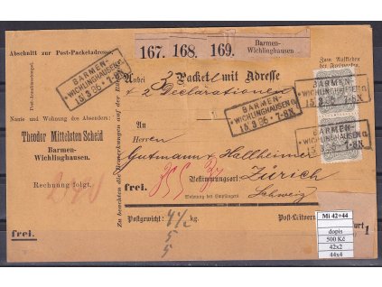 Deutsches Reich Mi 42+44 poštovní průvodka