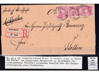 Deutsches Reich Mi 41 a reko dopis