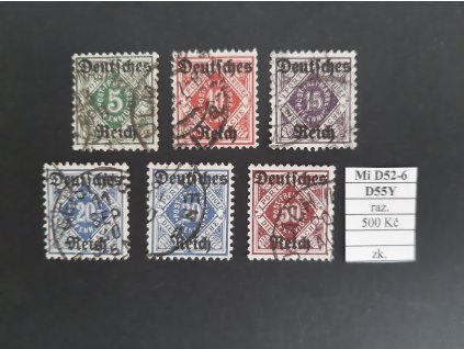 Deutsches Reich Mi D 52-6 + D 55 Y razítkované zkoušené