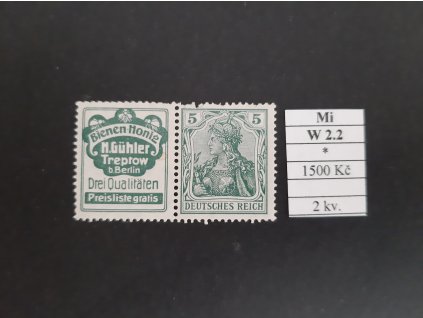 Deutsches Reich Mi W 2.2 po nálepce 2 kvalita