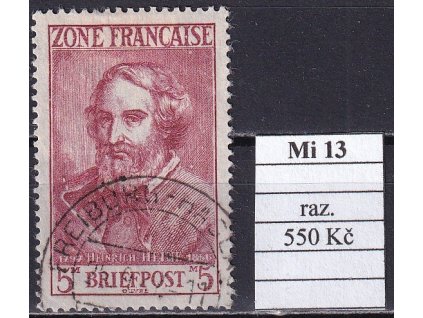 Francouzská zóna Mi 13 razítkované