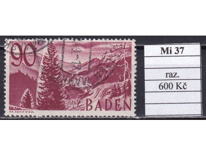 Baden Mi 37 razítkované