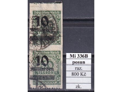 Deutsches Reich Mi 336 B posun přetisku razítkované zkoušené