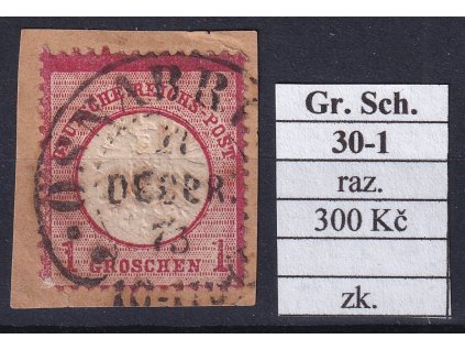 Hufeisenstempel 30-1 gr. Schild razítkované zkoušené