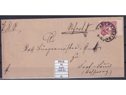 Hufeisenstempel 16 PFGE dopis zkoušené