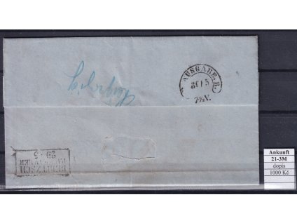 Hufeisenstempel 21-3M Ankunft dopis