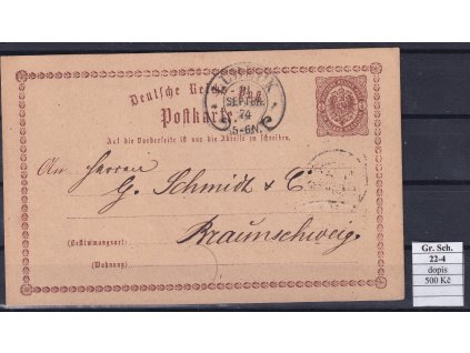 Hufeisenstempel 22-4 gr. Schild korešpondenční lístek