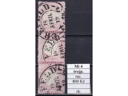 Deutsches Reich Mi 4 trojpáska razítkované zkoušené