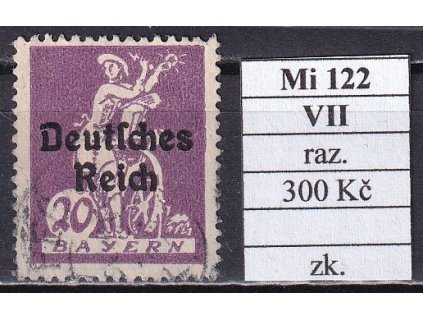 Deutsches Reich Mi 122 VII razítkované zkoušené