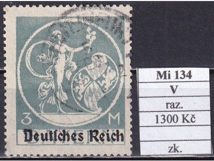 Deutsches Reich Mi 134 V razítkované zkoušené