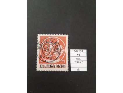 Deutsches Reich Mi 135 VI razítkované zkoušené