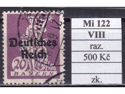 Deutsches Reich Mi 122 VIII razítkované zkoušené