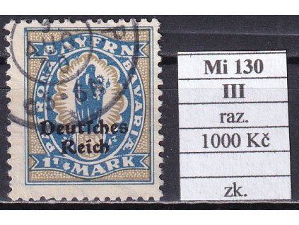 Deutsches Reich Mi 130 III razítkované zkoušené