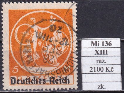 Deutsches Reich Mi 136 XIII razítkované zkoušené
