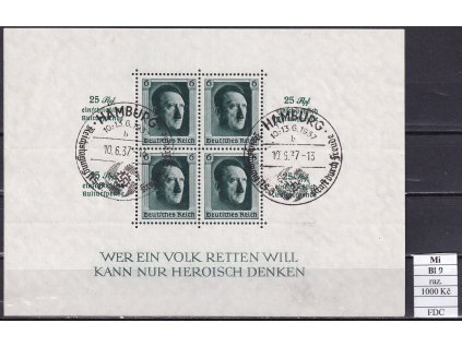 Deutsches Reich Mi Bl 9 razítkované "FDC"