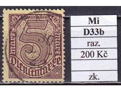 Deutsches Reich Mi D 33 b razítkované zkoušené