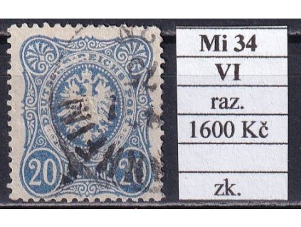 Deutsches Reich Mi 34 VI razítkované zkoušené