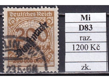 Deutsches Reich Mi D 83 razítkované zkoušené