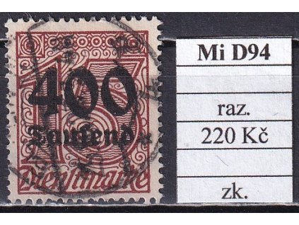 Deutsches Reich Mi D 94 razítkované zkoušené