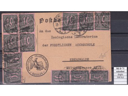 Deutsches Reich Mi D 71 násobní frankatura dopis