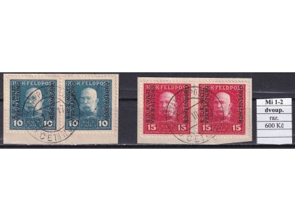 Feldpost Montenegro Mi 1-2 dvoupáska razítkované