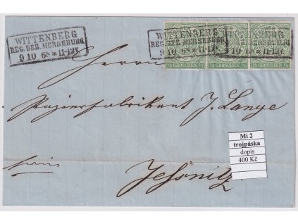 NDP Mi 2 trojpáska dopis