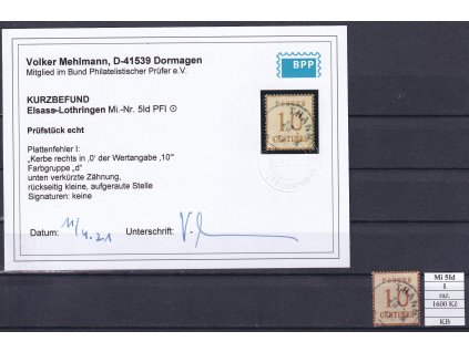 Elsass und Lothringen Mi 5 Id PF I razítkované KB