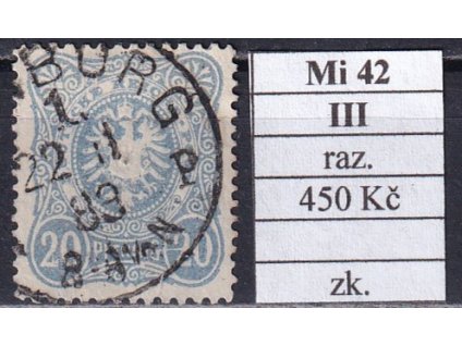 Deutsches Reich Mi 42 III razítkované zkoušené