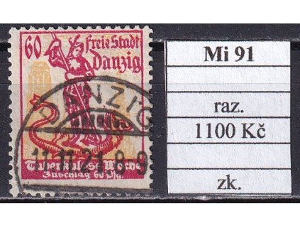 Danzig Mi 91 razítkované zkoušené