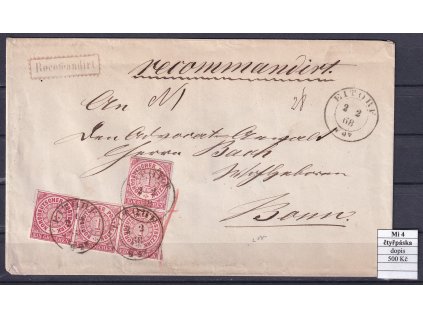 NDP Mi 4 čtyřpáska dopis