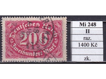 Deutsches Reich Mi 248 II razítkované zkoušené