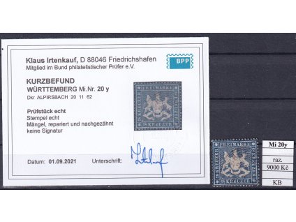 Wurttemberg Mi 20 y razítkované KB