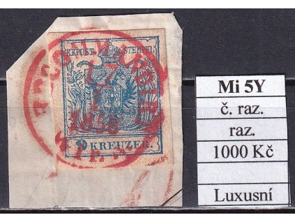 Rakousko Mi 5 y červené razítko luxusní