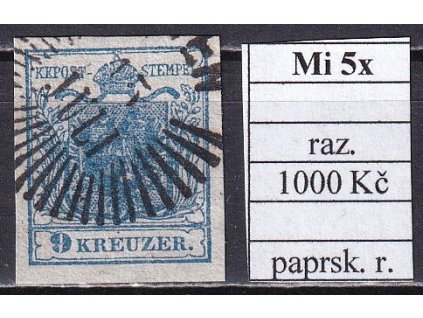 Rakousko Mi 5 x paprskové razítko