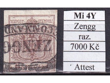 Rakousko Mi 4 y Zengg Recommandirt Befund