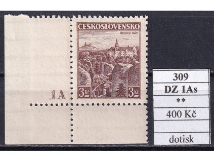 ČSR I 309 DZ 1As dotisk svěží