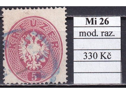 Rakousko Mi 26 modré razítko