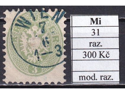 Rakousko Mi 31 modré razítko