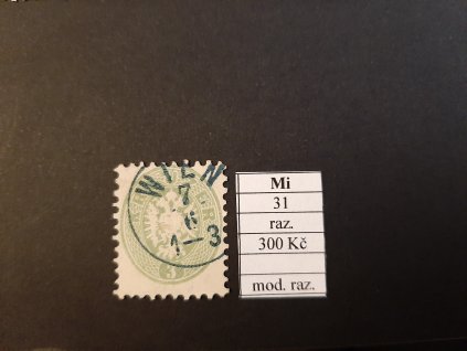 Rakousko Mi 31 modré razítko