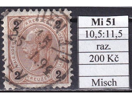 Rakousko Mi 51 smíšené zoubkování razítkované