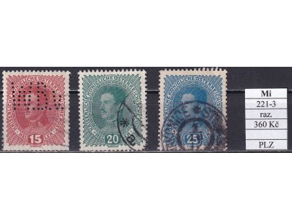 Rakousko Mi 221-3 PLZ razítkované