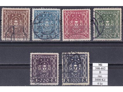 Rakousko Mi 398-402 B razítkované