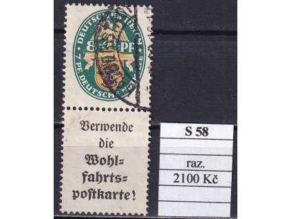 Deutsches Reich Mi S 58 razítkované