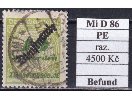 Deutsches Reich Mi D 86 PE razítkované Befund